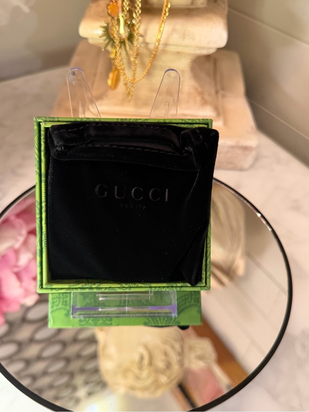 GWP NIB Giftable 💝 Gucci GG Beauty silver tone compact mirror green Gucci box - Picture 4 of 4